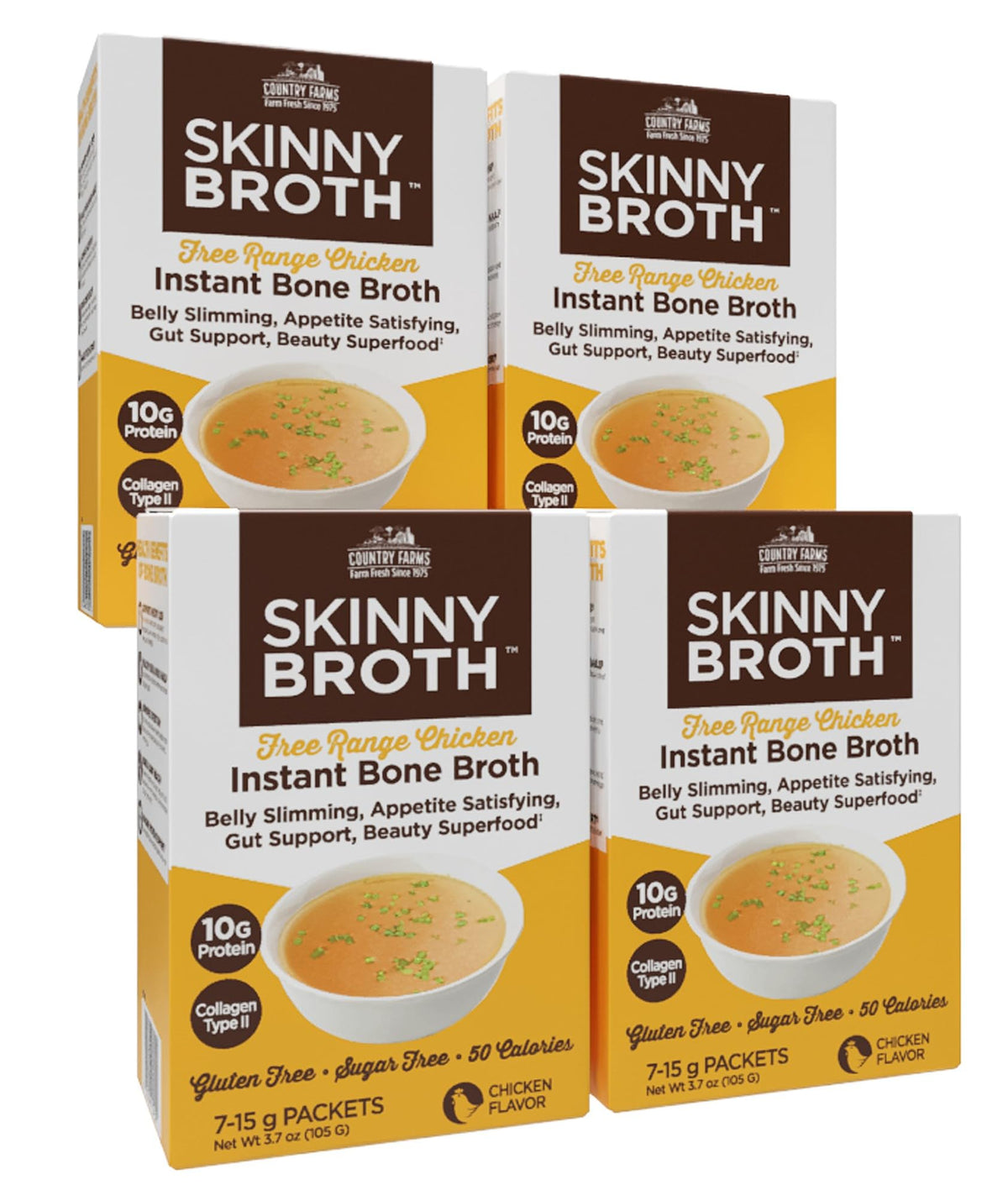 Instant Chicken Bone Broth 10G Protein Collagen Type II 4 Pack A726