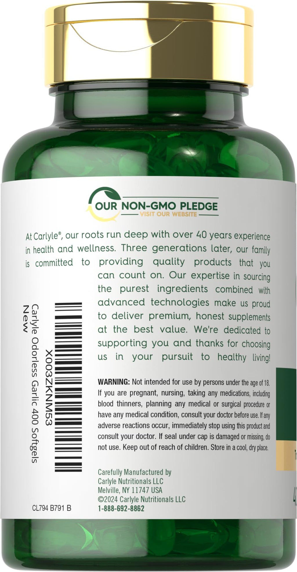 Odorless Garlic Supplement 400 Softgels I954199