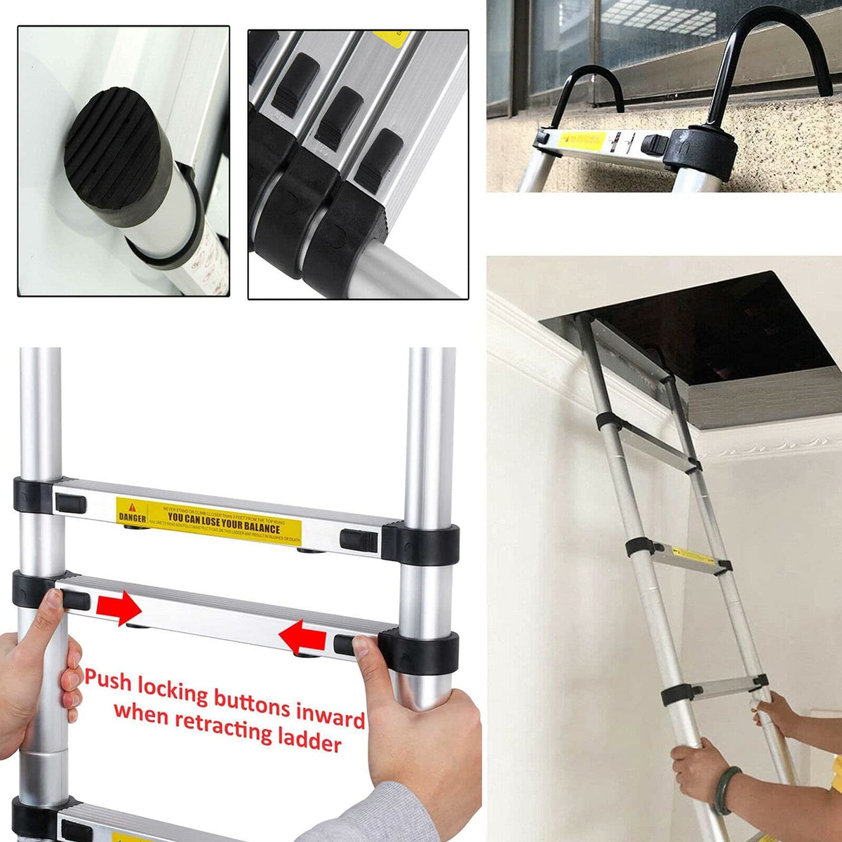 Aluminum Telescoping Extension Ladder 330 Lb Capacity A918