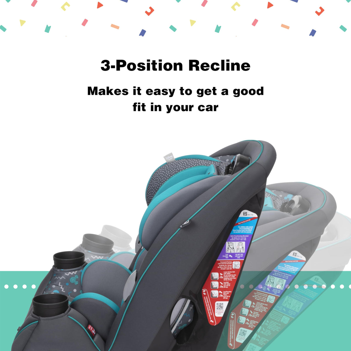 Convertible Car Seat, Rear Facing 5-40 pounds, Forward Facing 30-65 pounds, Booster 40-100 lbs T7316
