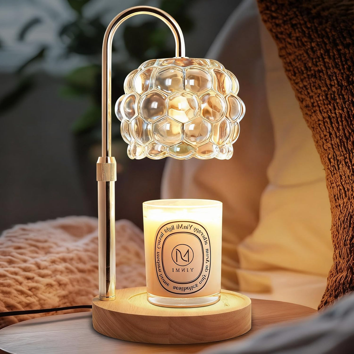 Candle Warmer Lamp with Timer Adjustable Height Dimmer Vintage Glass H640