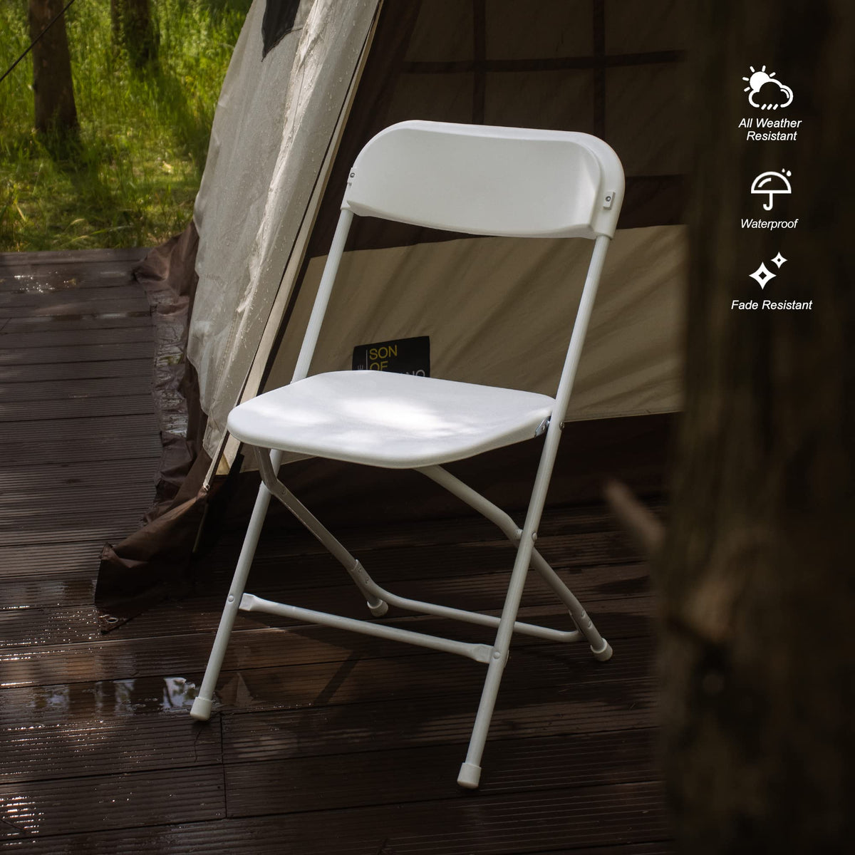 6 Pack White Plastic Folding Chair with Steel Frame F417