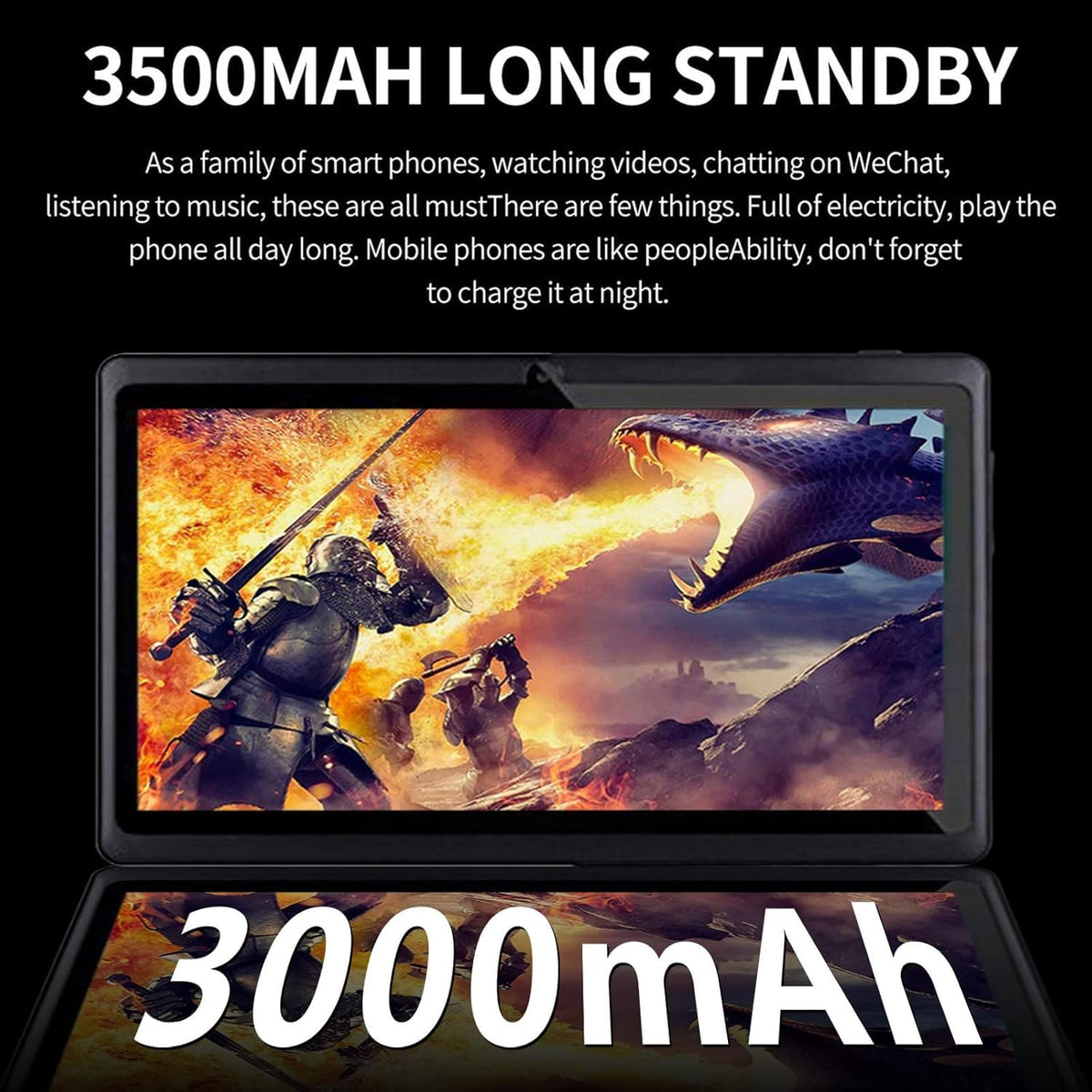 Android Tablet 7-inch HD Display 1GB +8GB 3000 mAh Black V944268