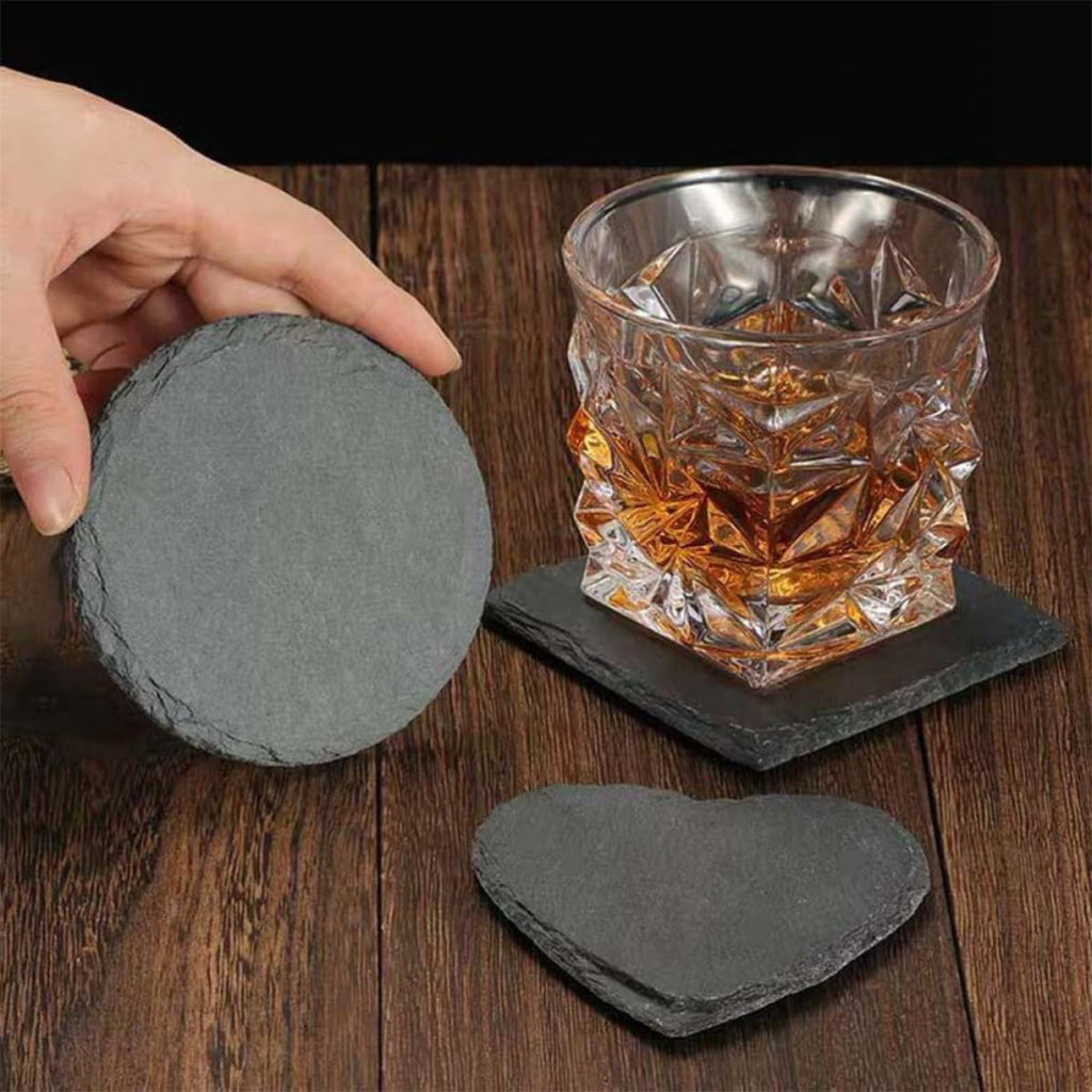 Black Natural Stone Coasters 12pcs H105672