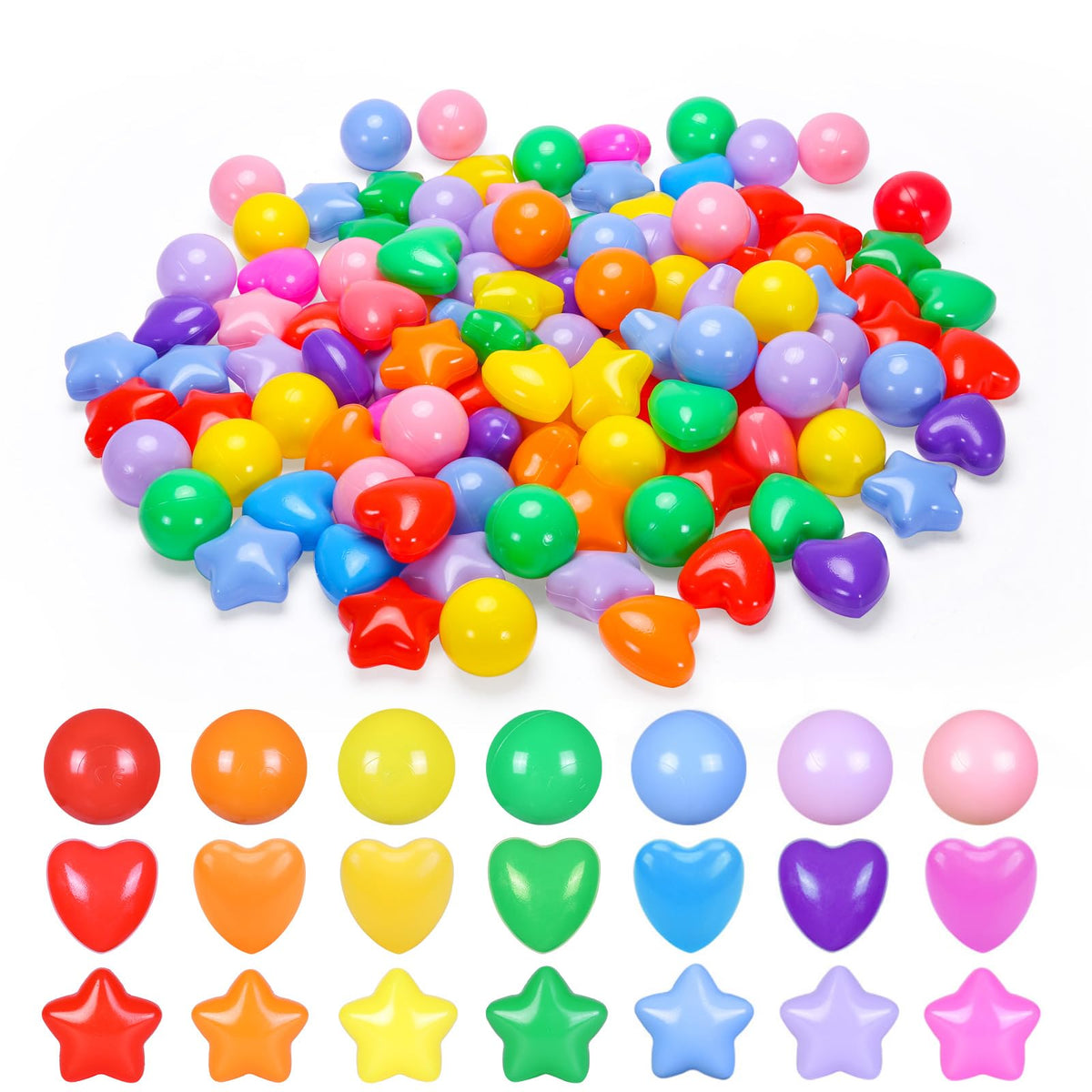 Pack of 100 200 500 BPA Free Non-Toxic Crush Proof Play Balls U493