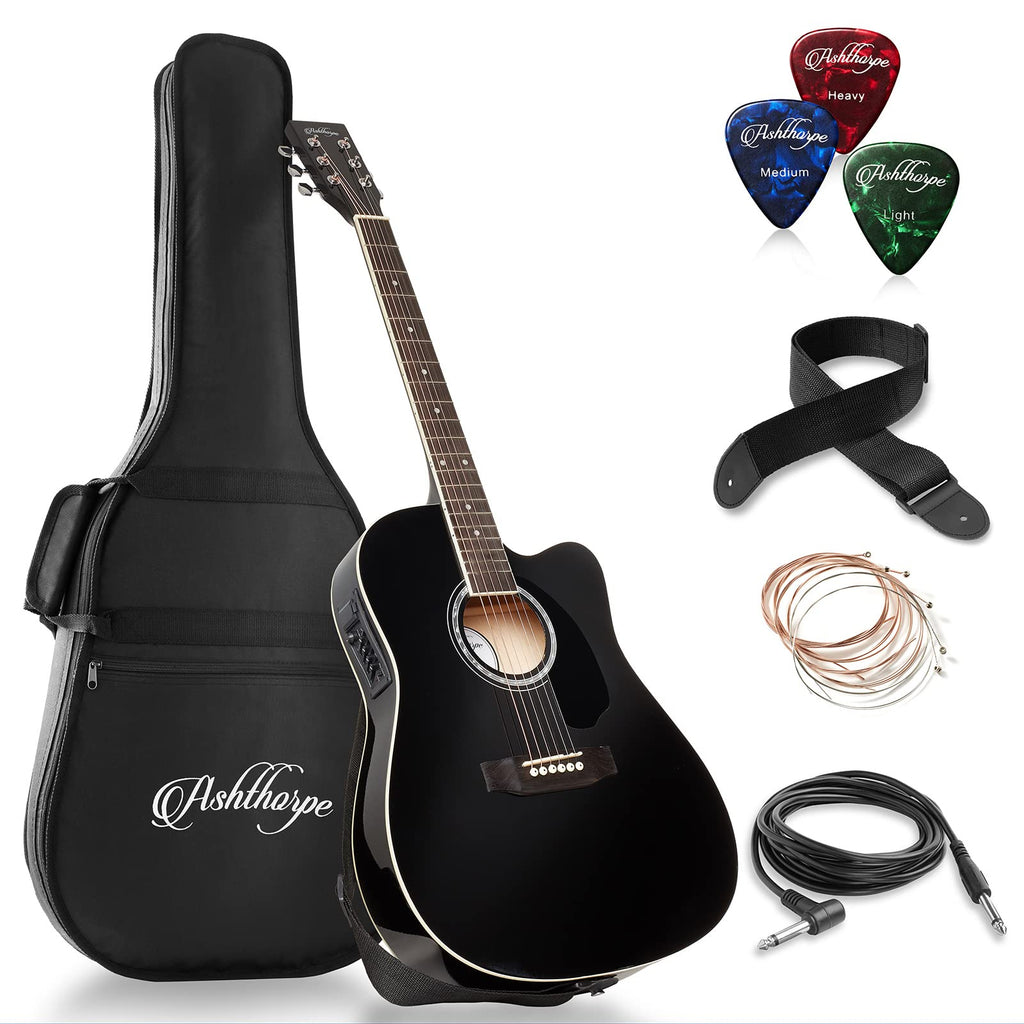Black Cutaway Thinline Acoustic-Electric Guitar N1972