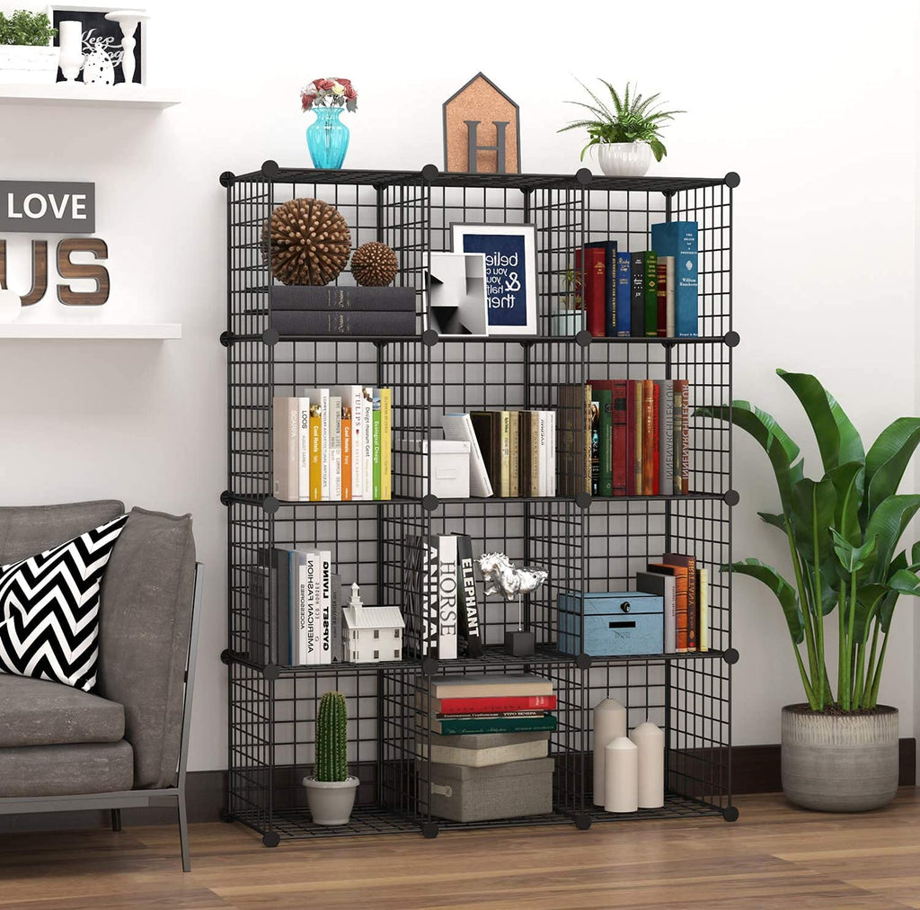 Black 12 Cube Wire Storage Organizer I568923