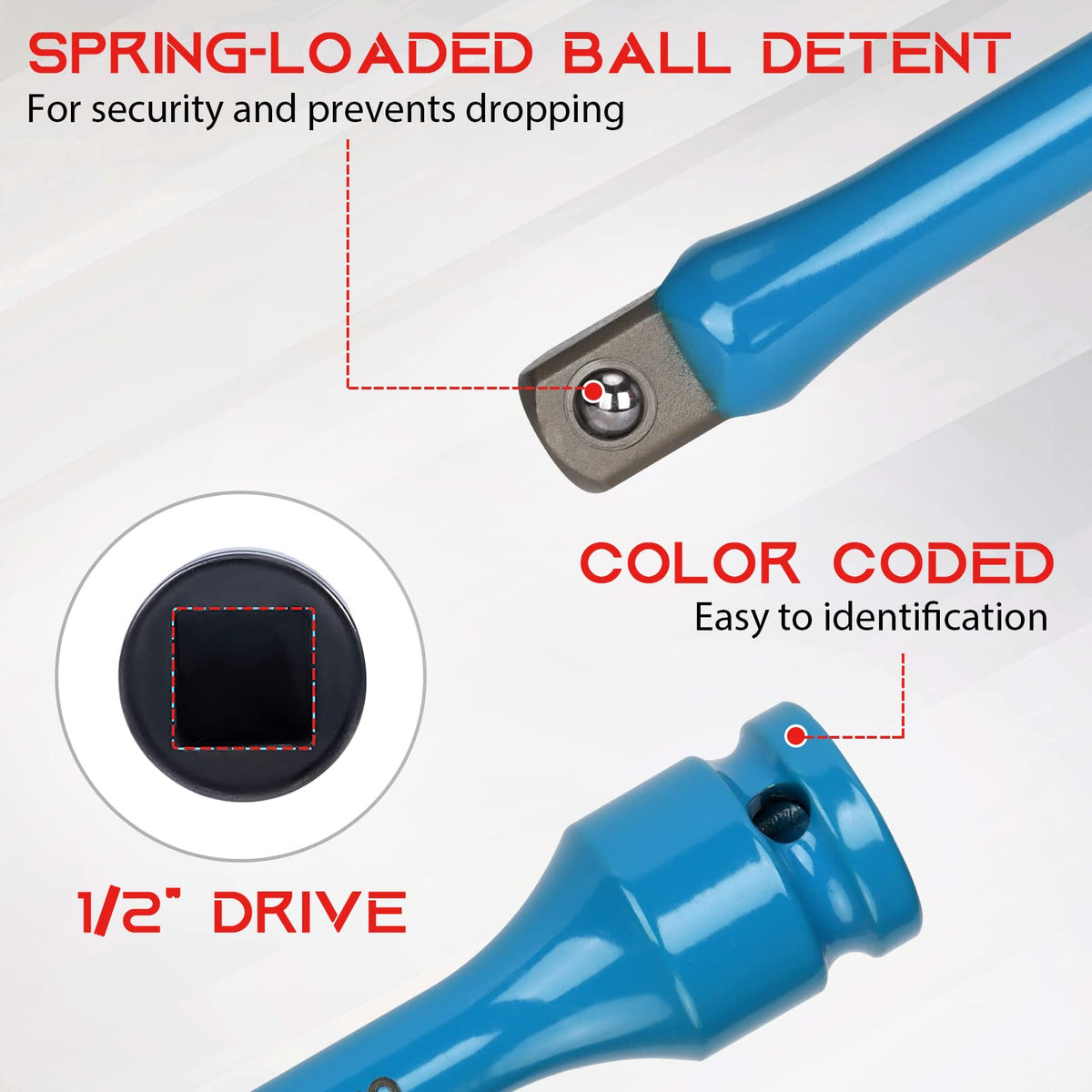 1/2" Drive 5-Piece Impact Torque Limiting Extension Bar Set F1637