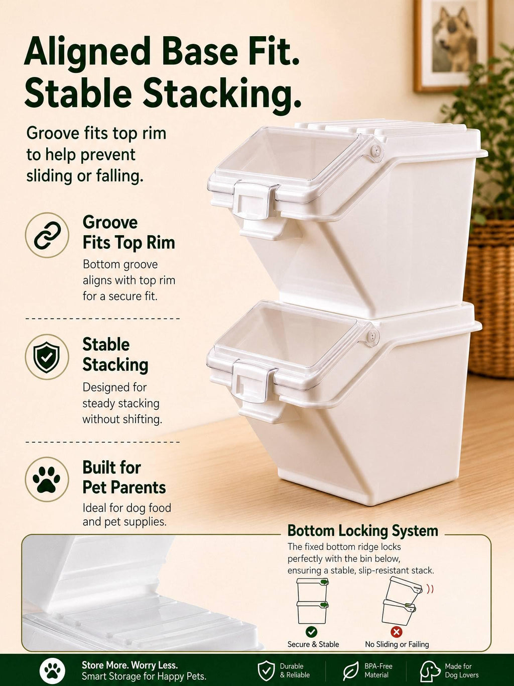 3 Pack Dog Food Storage Container with Scoop X210322