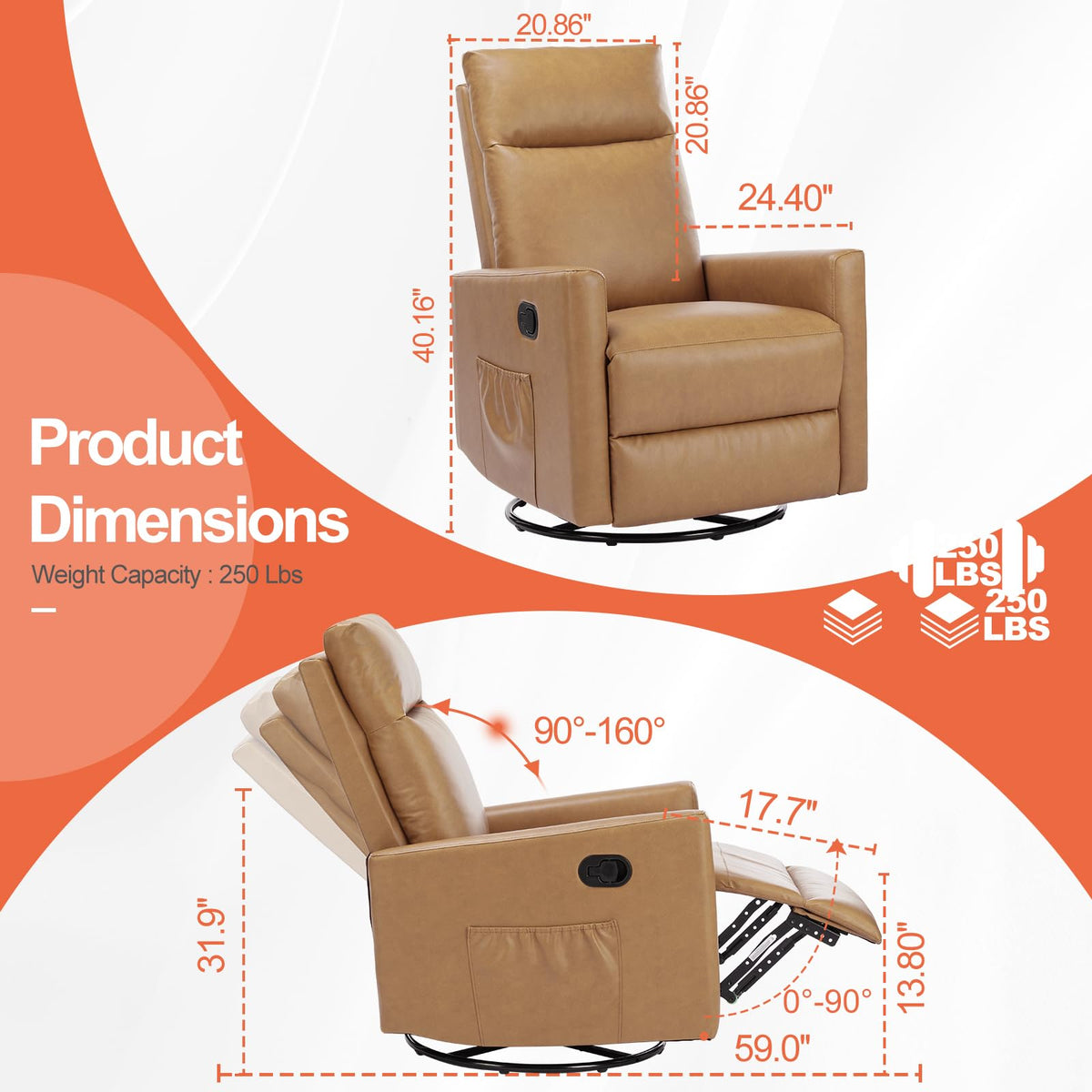 360 Swivel Rocker Recliner Chair B278