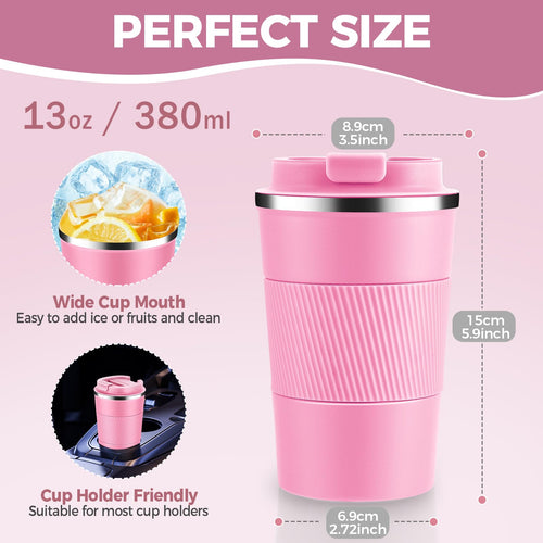 13 oz Stainless Steel Insulated Travel Coffee Mug 2 Pack Y546184