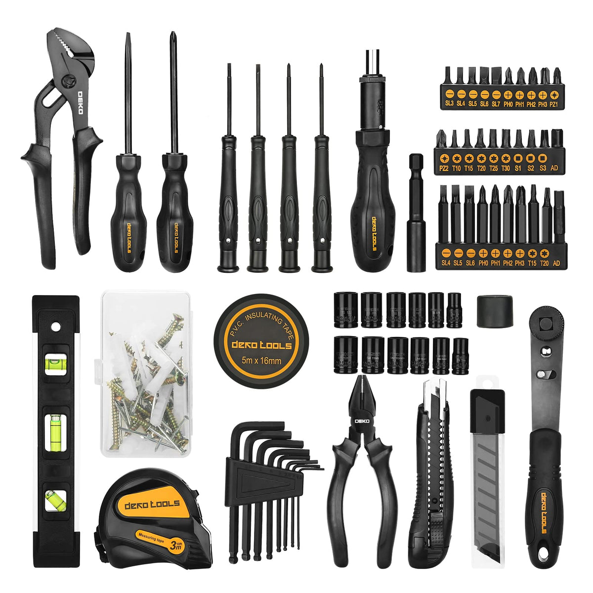150 Piece General Household Hand Tool Kit with Plastic Toolbox Storage Case H819