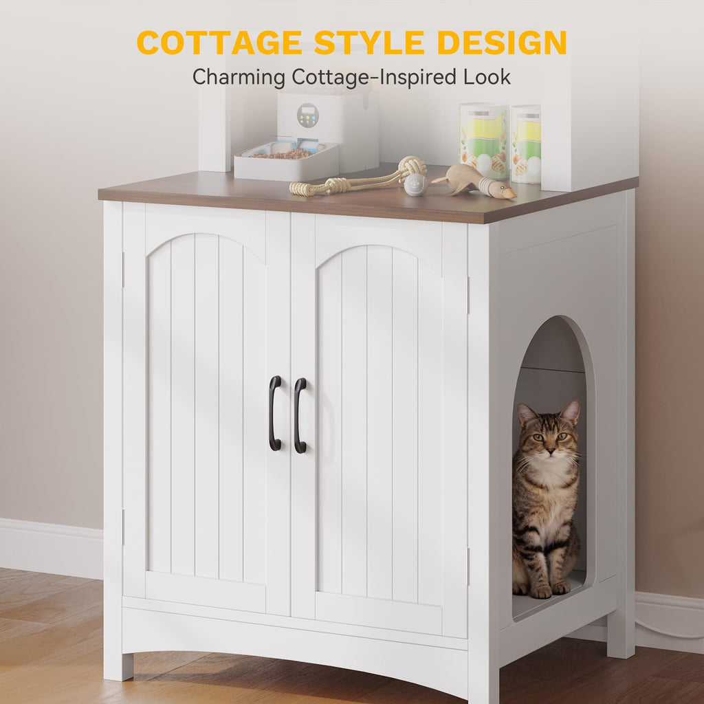 70.8in Hidden Cat Litter Box Furniture with Shelves Q9062