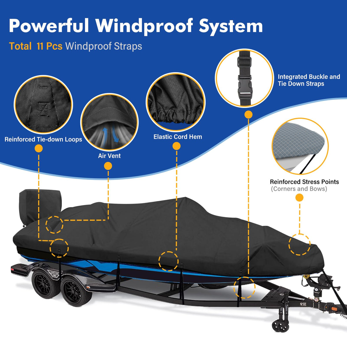 14-16 ft Waterproof V-Hull Boat Cover Q379859
