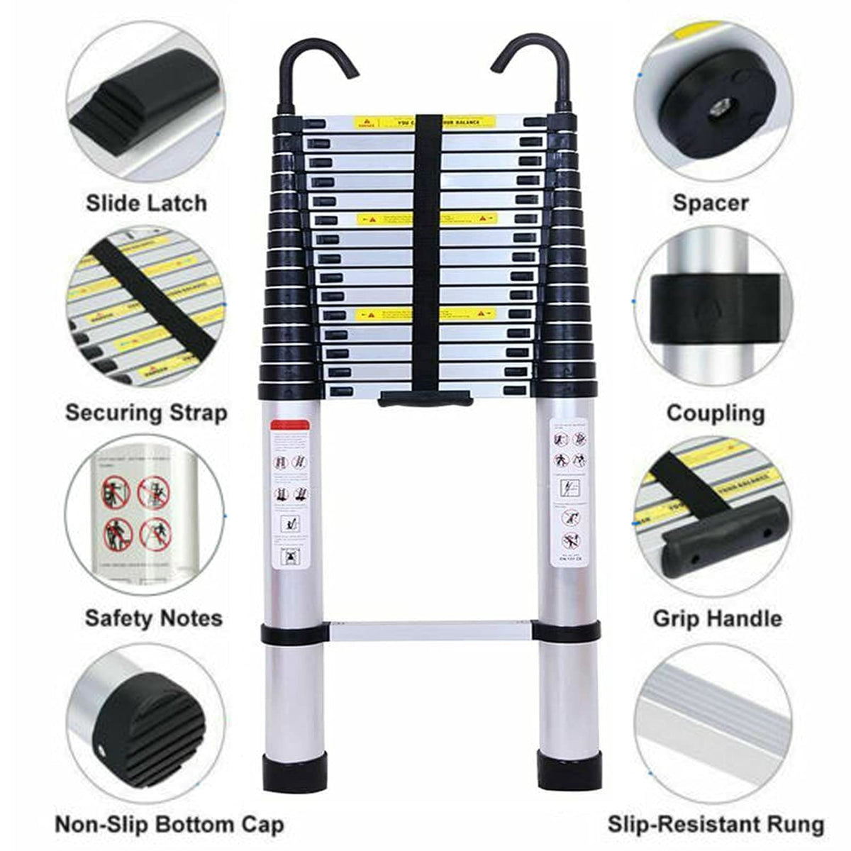 Aluminum Telescoping Extension Ladder 330 Lb Capacity A918