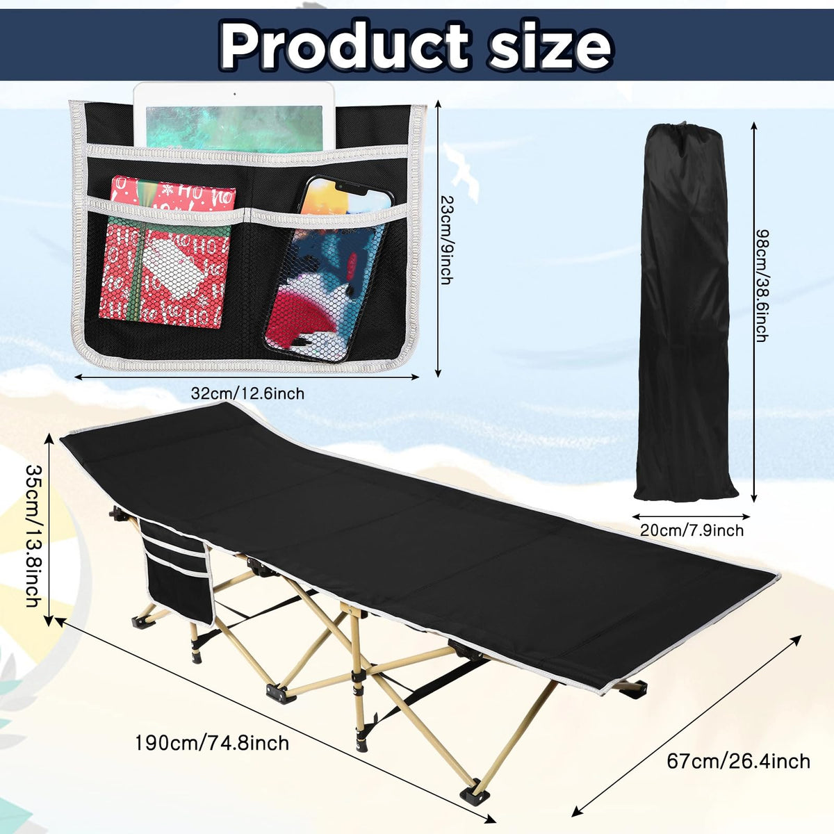 2 Pack Camping Cot with Carry Bag G6782