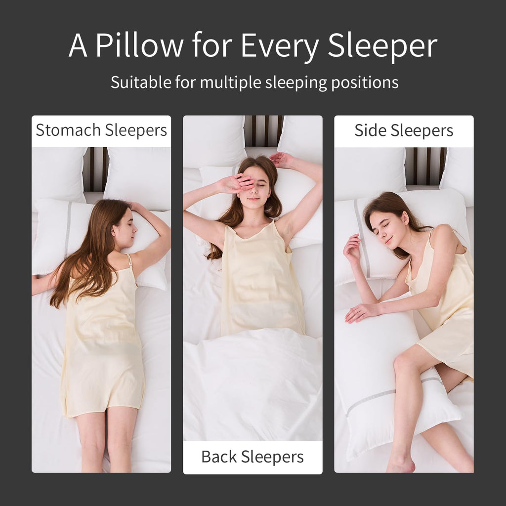 Queen Size Set of 2 Medium Firm Down Alternative Bed Pillows N1724