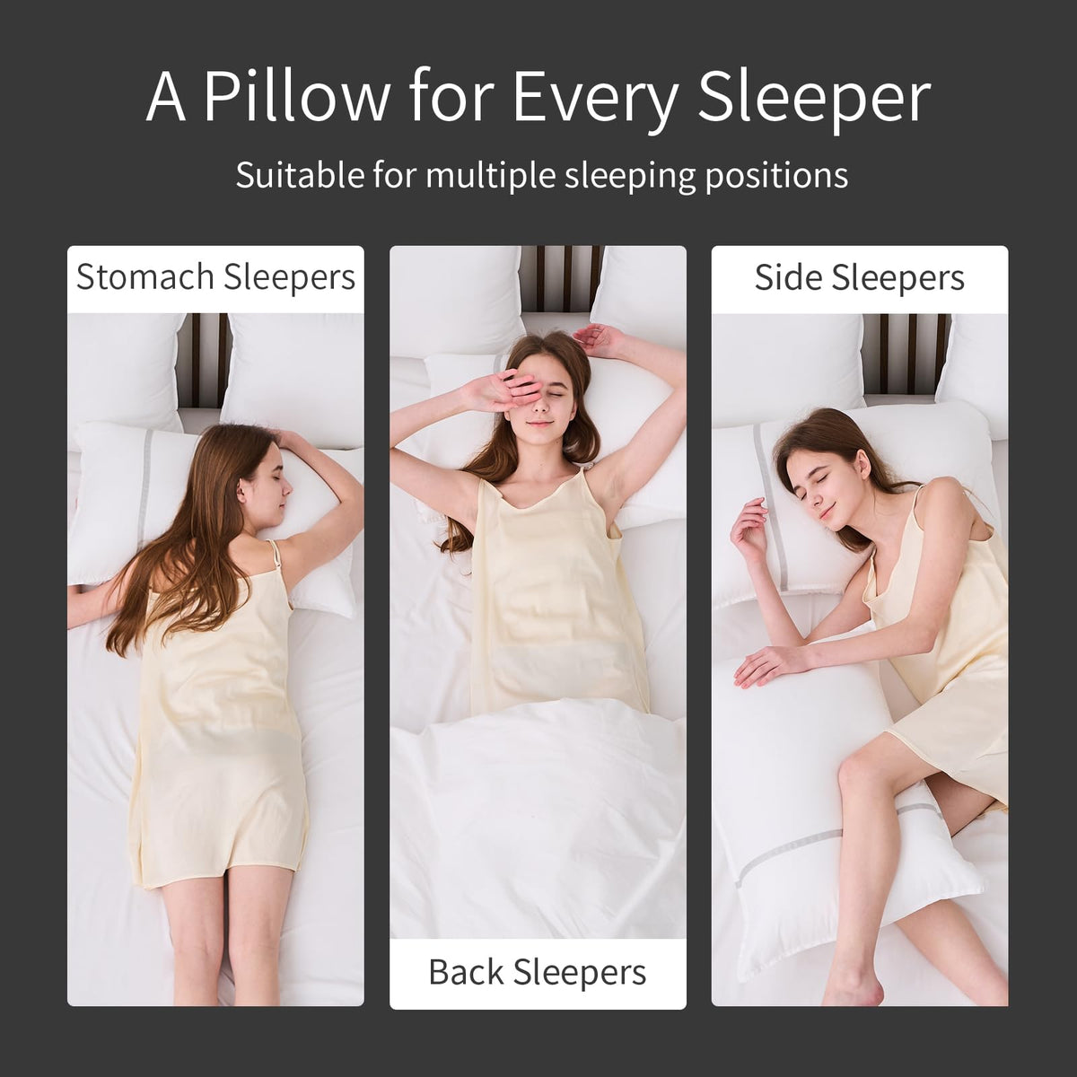 Queen Size Set of 2 Medium Firm Down Alternative Bed Pillows N1724