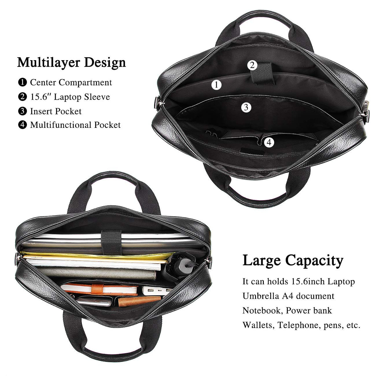 Leather Laptop Briefcase Fits 16 Inch J278