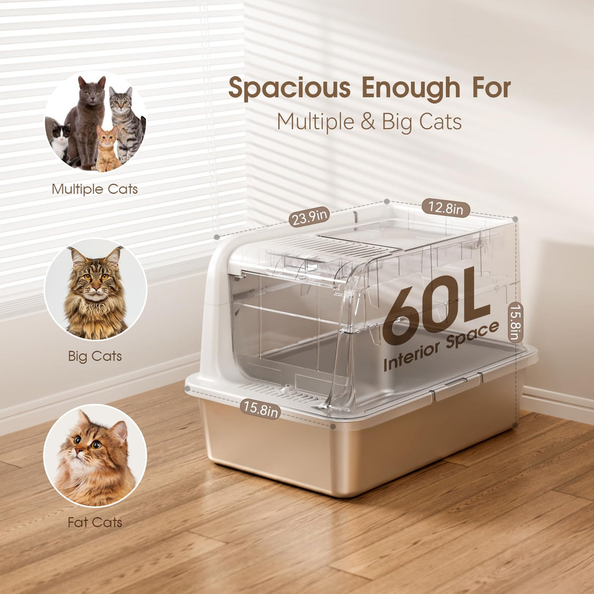 XL Stainless Steel Cat Litter Box with Lid E50444