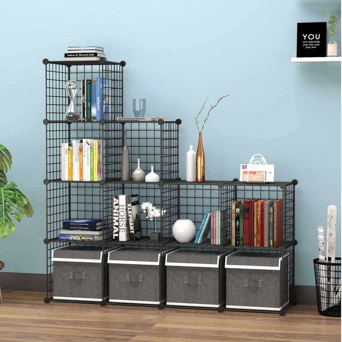 Black 12 Cube Wire Storage Organizer I568923