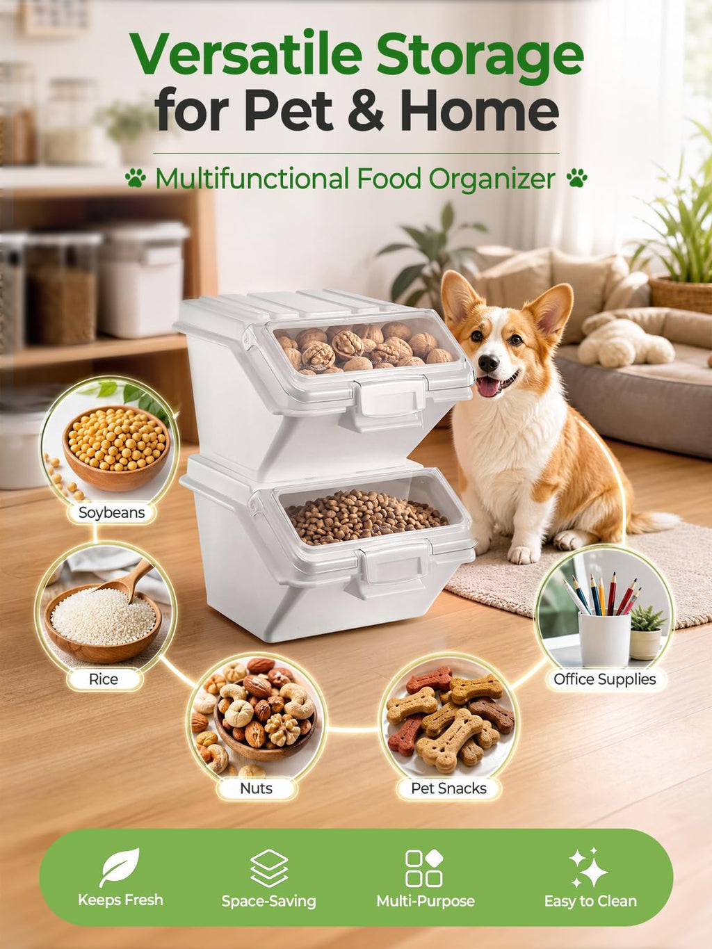 3 Pack Dog Food Storage Container with Scoop X210322