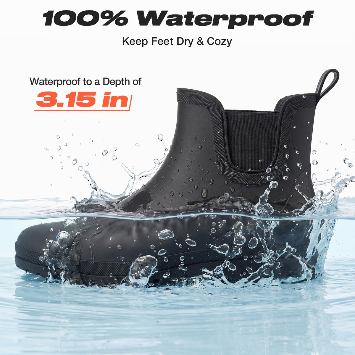 Men's Waterproof Lightweight Ankle Rain Boots D146579