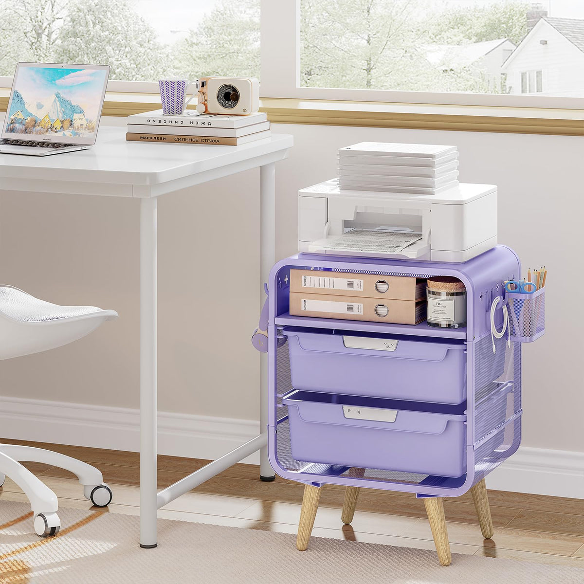 Kids Nightstand, Girls Bedside Table, Night Side Table, Purple K20764