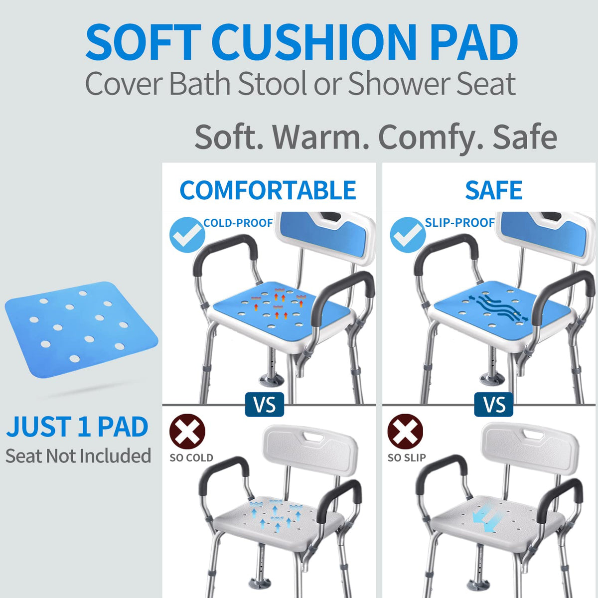 Waterproof Non Slip Soft Foam Shower Bench Cushion U68002