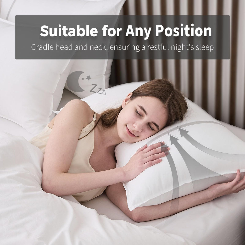 Queen Size Set of 2 Medium Firm Down Alternative Bed Pillows N1724