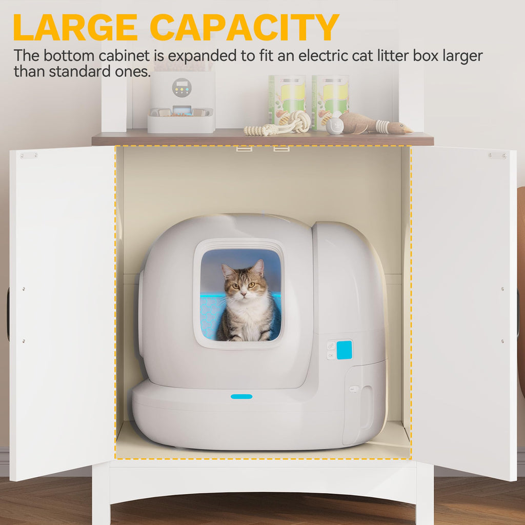 70.8in Hidden Cat Litter Box Furniture with Shelves Q9062