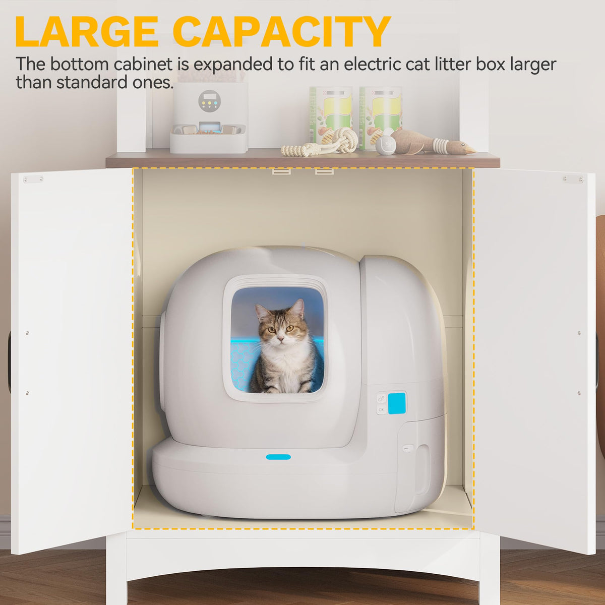 70.8in Hidden Cat Litter Box Furniture with Shelves Q9062