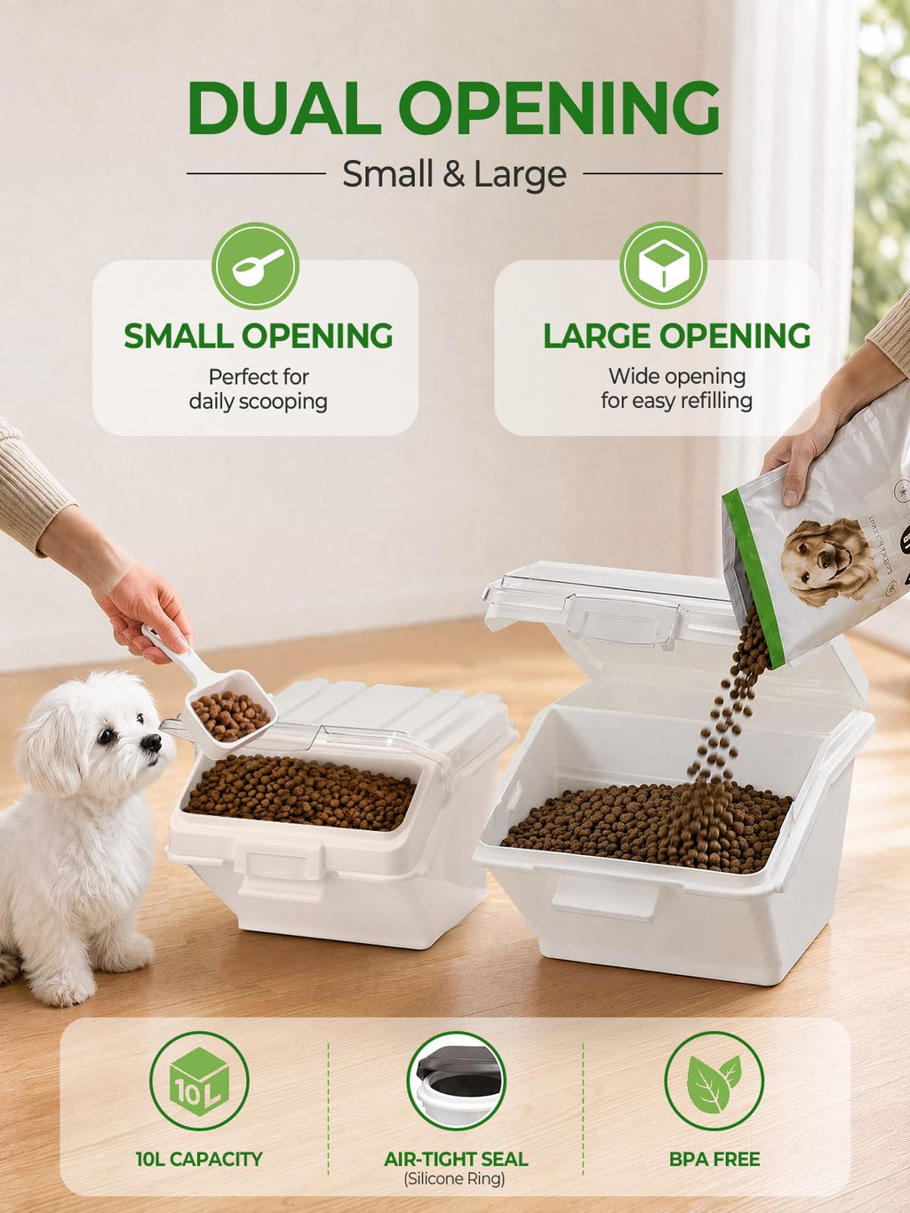 3 Pack Dog Food Storage Container with Scoop X210322