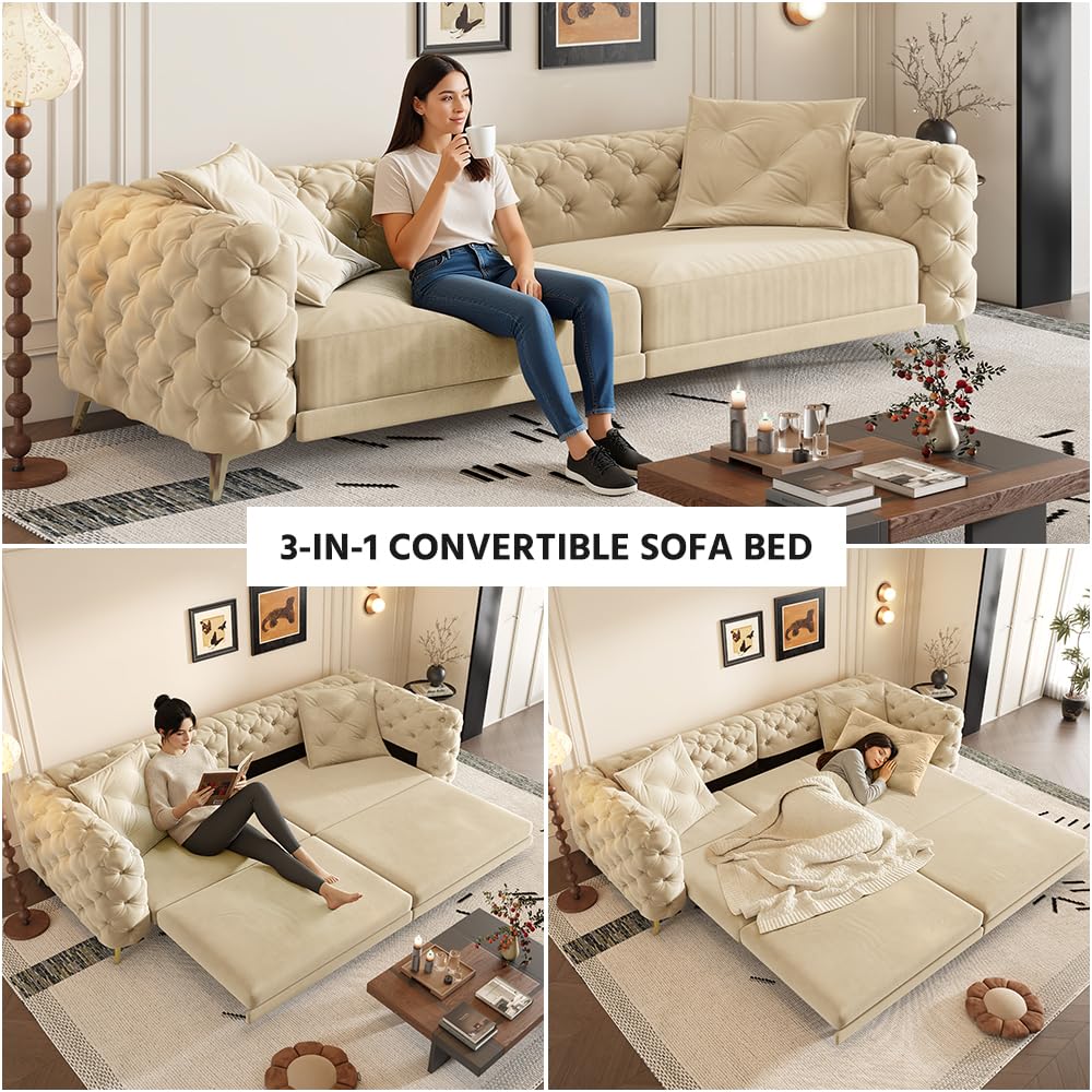 King Size Velvet Sleeper Sofa Bed Y703