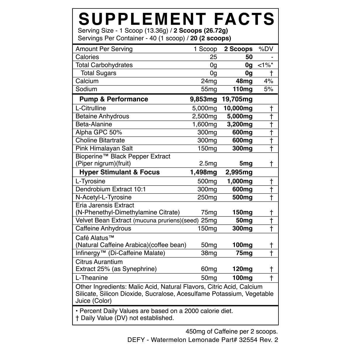 High-Stimulant Pre-Workout Powder Watermelon Lemonade 40 Servings E90738