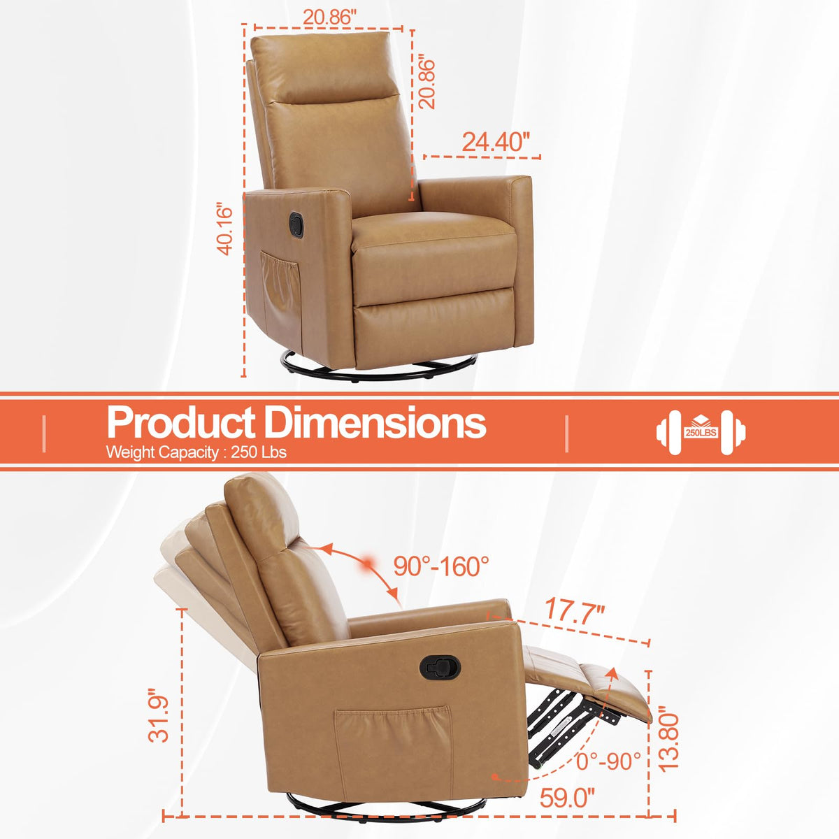 360 Swivel Rocker Recliner Chair B278