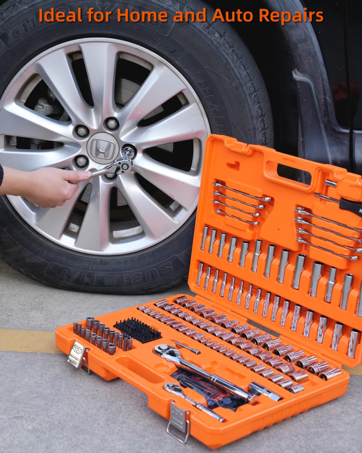 201pc Mechanics Tools Set, 1/2'', 1/4'', 3/8'' Drive Socket Set J175180