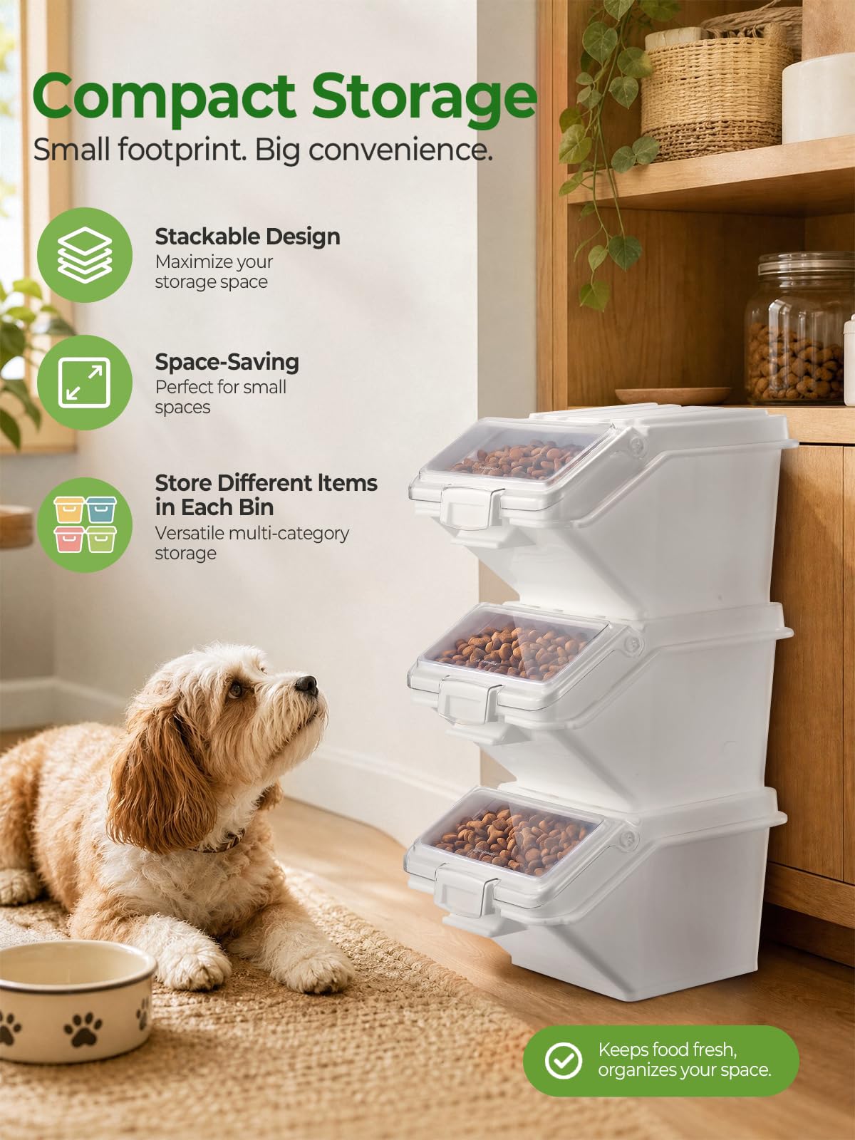 3 Pack Dog Food Storage Container with Scoop X210322