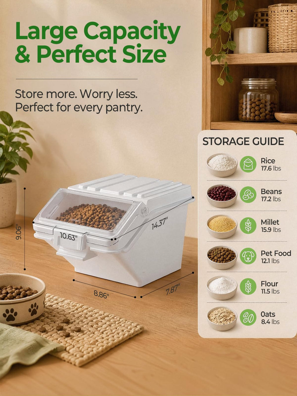 3 Pack Dog Food Storage Container with Scoop X210322