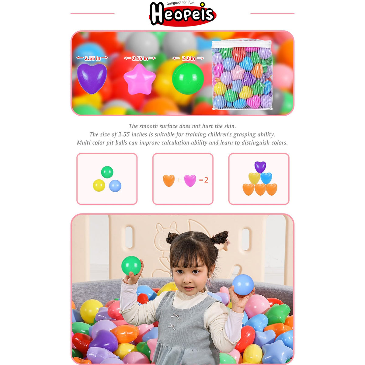 Pack of 100 200 500 BPA Free Non-Toxic Crush Proof Play Balls U493