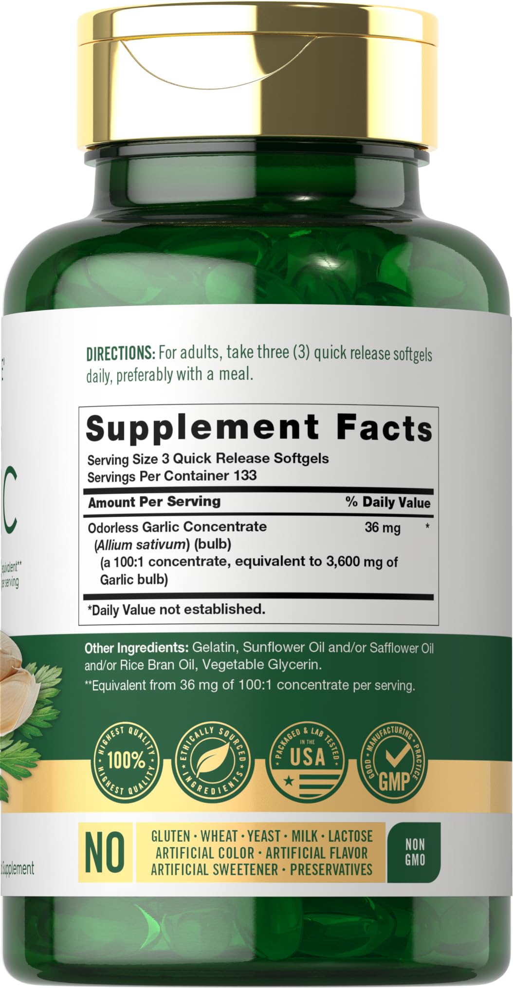 Odorless Garlic Supplement 400 Softgels I954199