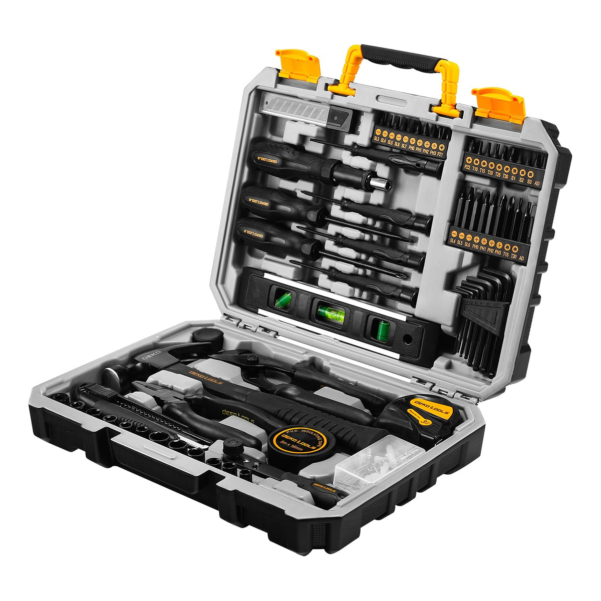 150 Piece General Household Hand Tool Kit with Plastic Toolbox Storage Case H819