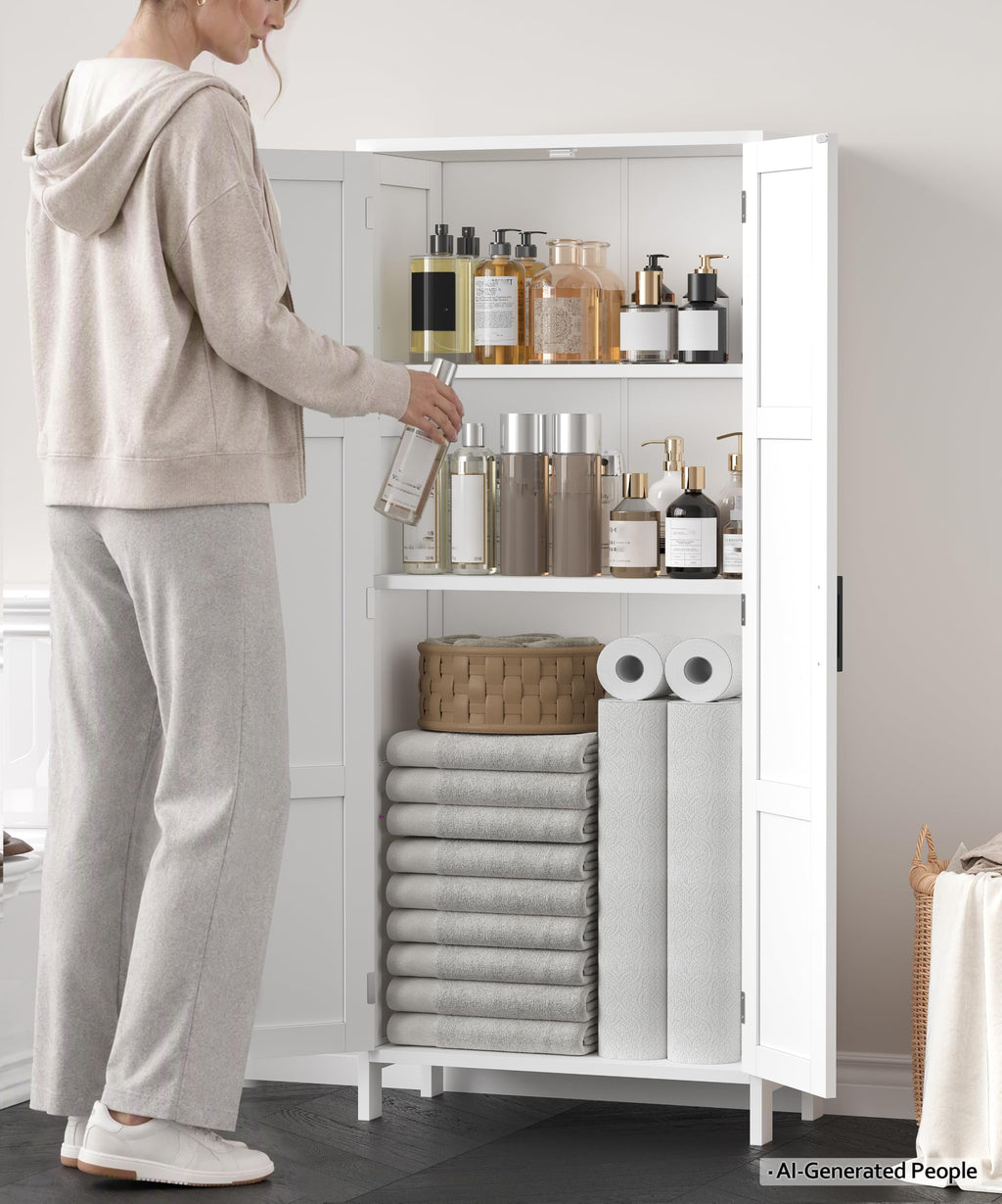 51.2"H Tall White 2 Doors Bathroom Cabinet N289305