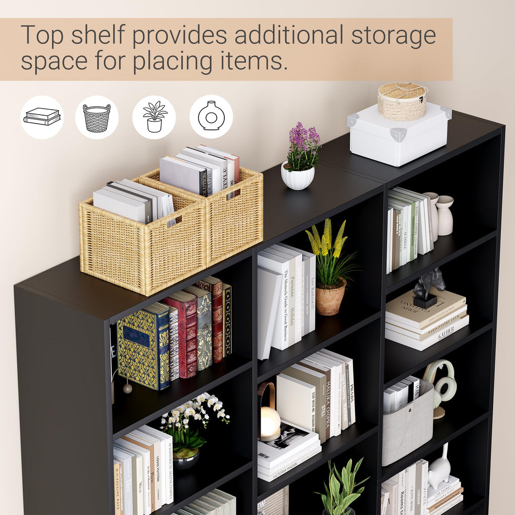 Black 6 Tier 17 Shelf Bookshelf H6812