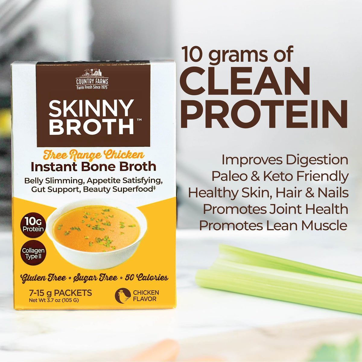 Instant Chicken Bone Broth 10G Protein Collagen Type II 4 Pack A726
