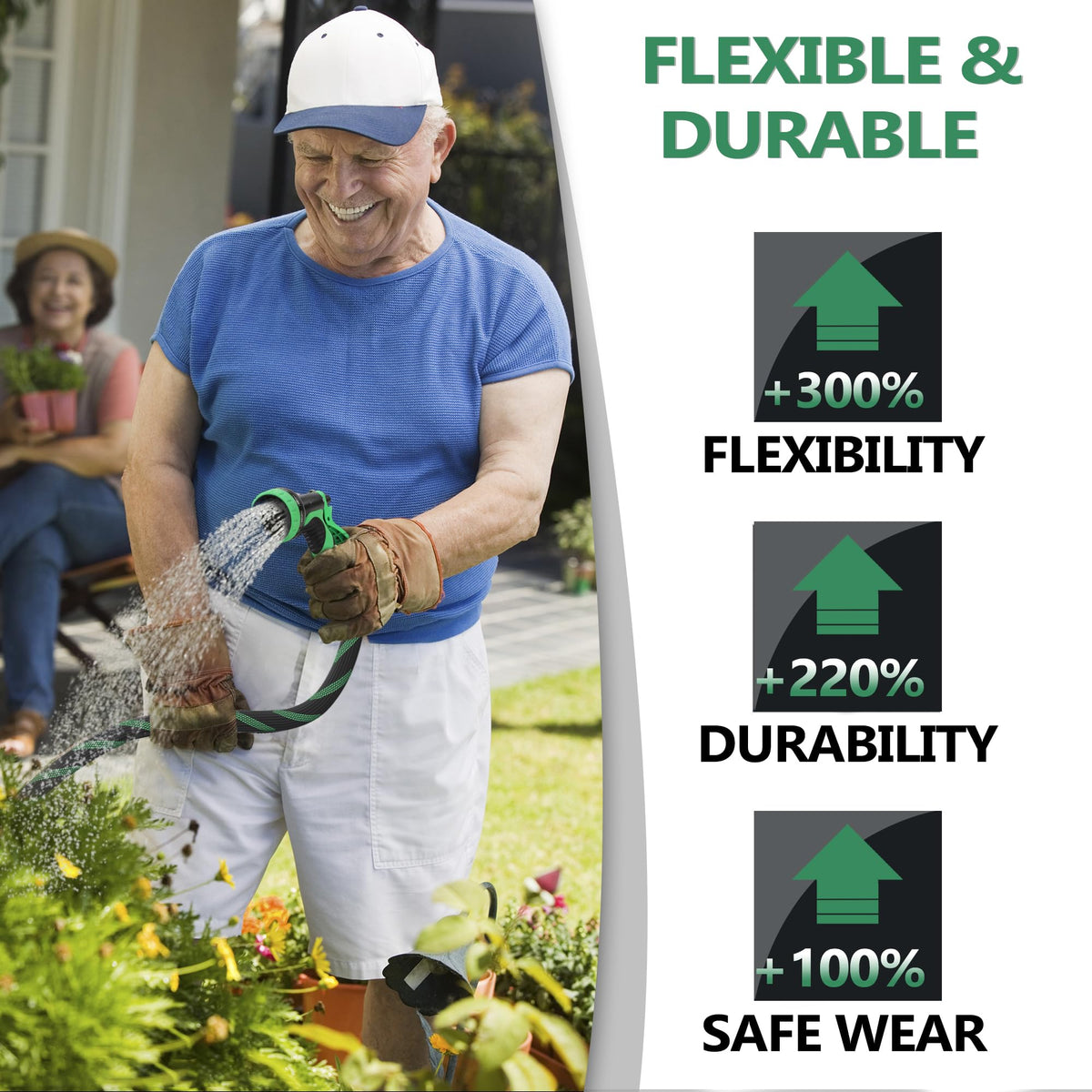 100FT Garden Hose with 10-Pattern Nozzle S28933