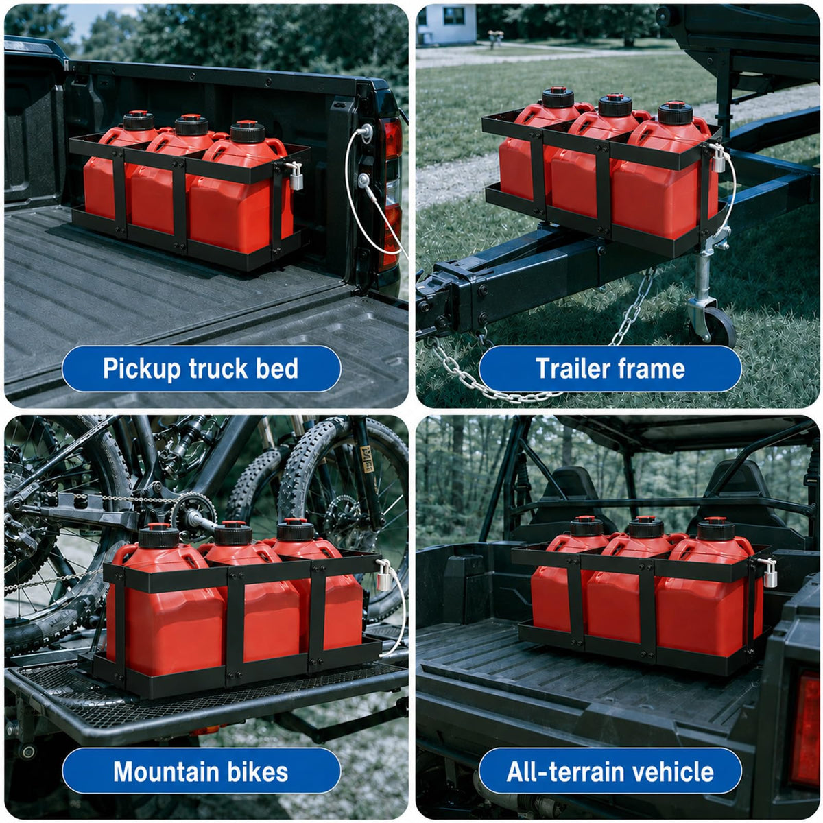 Stainless Steel Gas Can Holder for Three 5 Gallon Fuel Containers I2708