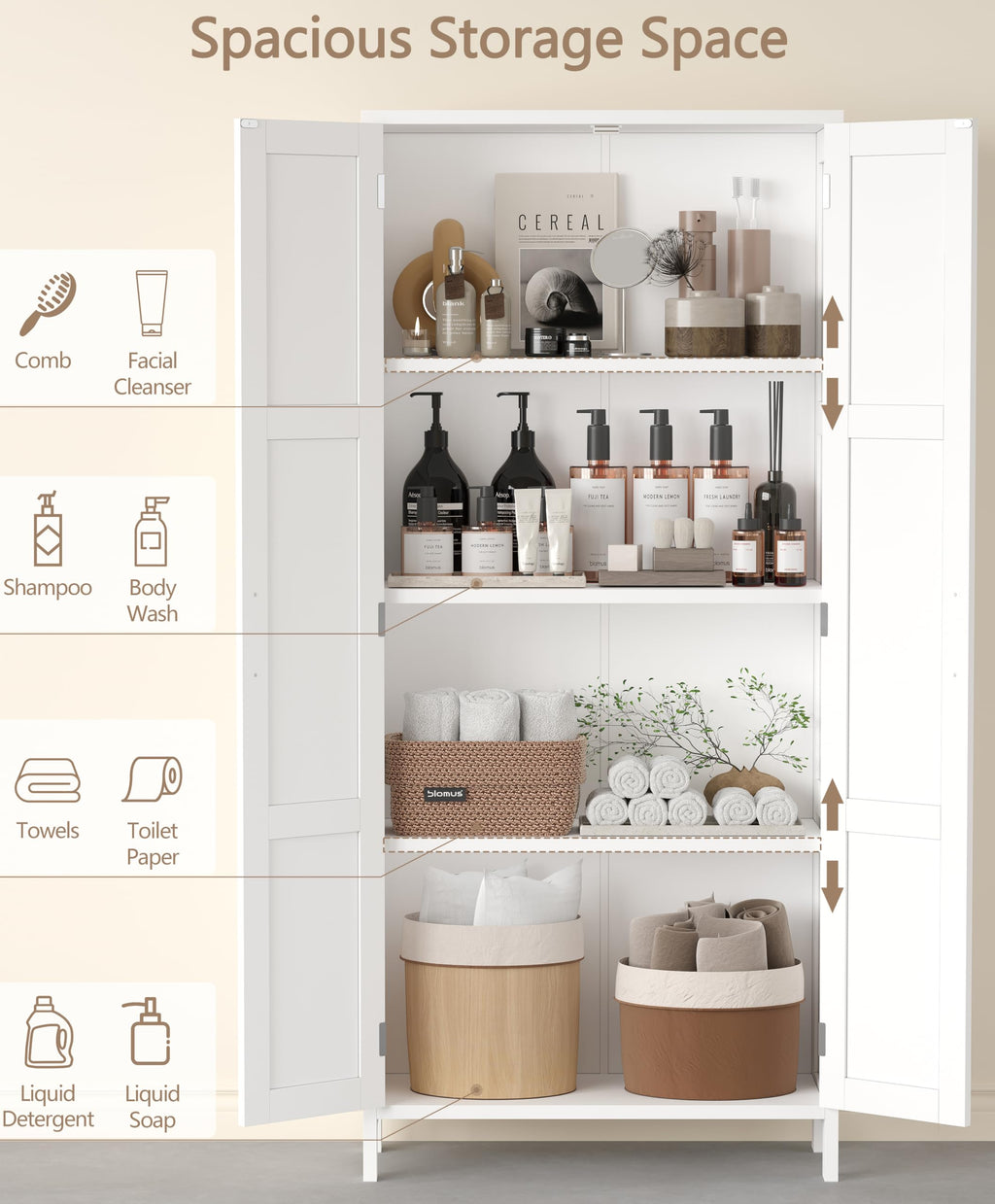51.2"H Tall White 2 Doors Bathroom Cabinet N289305