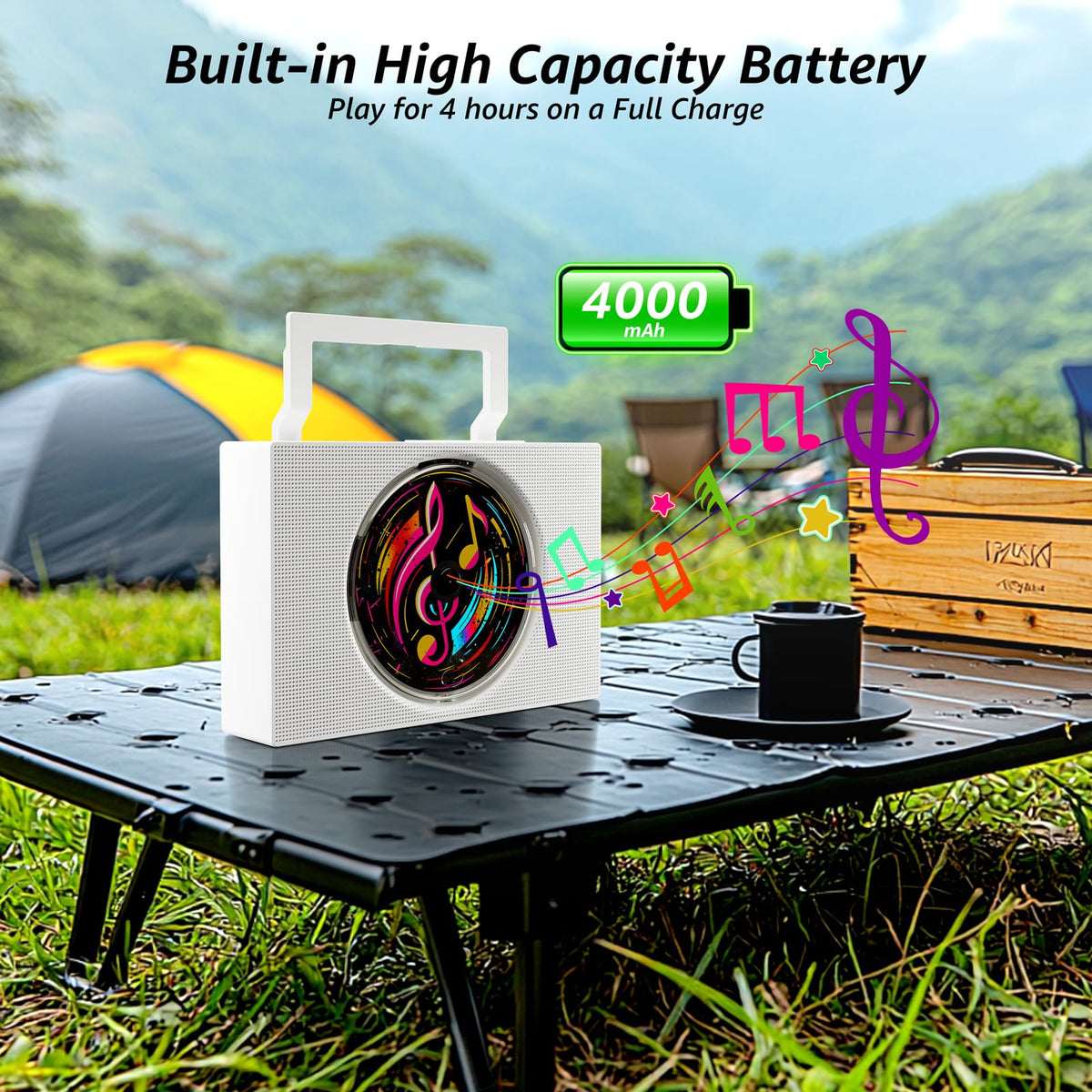 Portable CD Player Boombox with Bluetooth FM Radio S359