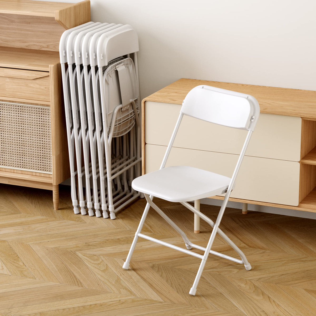 6 Pack White Plastic Folding Chair with Steel Frame F417